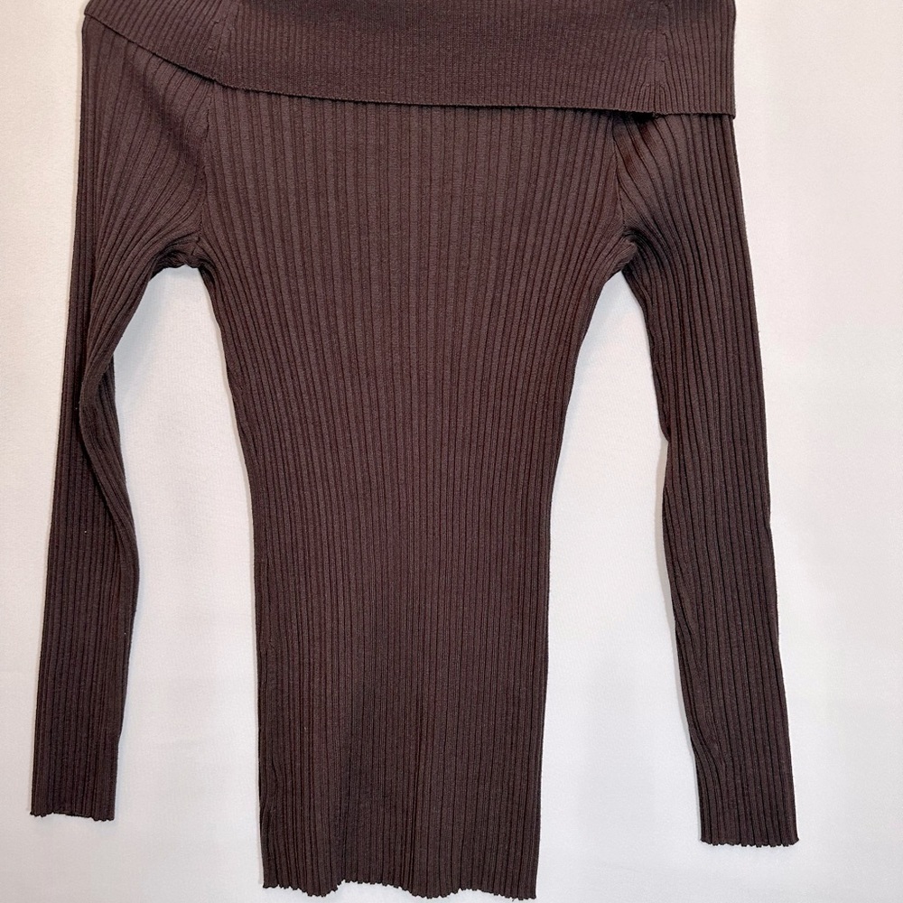 Catch My i Women Knit Sweater Ribbed Stetch Slim Fit Cowl Neckline Long Sleeve S - Picture 4 of 9